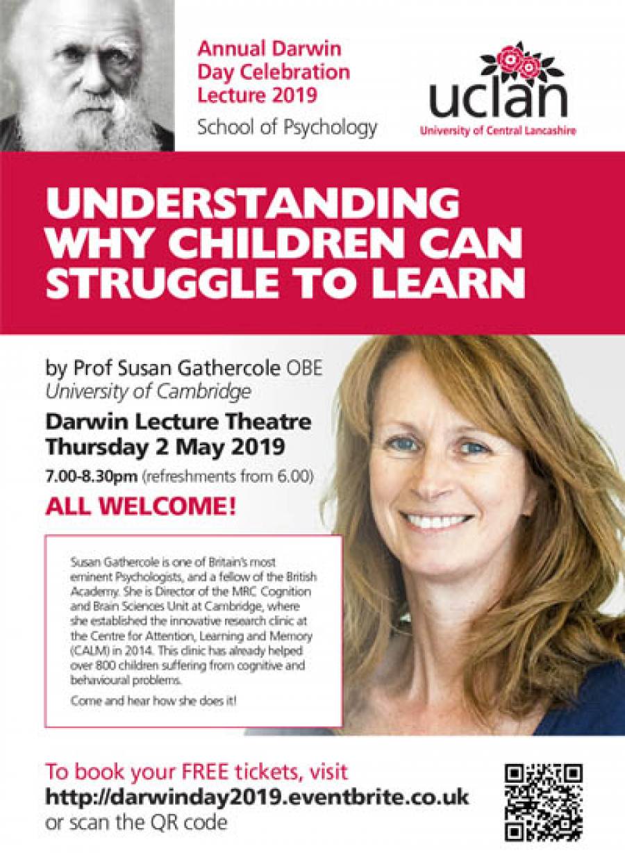 Darwin Day Celebration Lecture 2019 - UCLAN- 7pm -8pm- 2/5/19