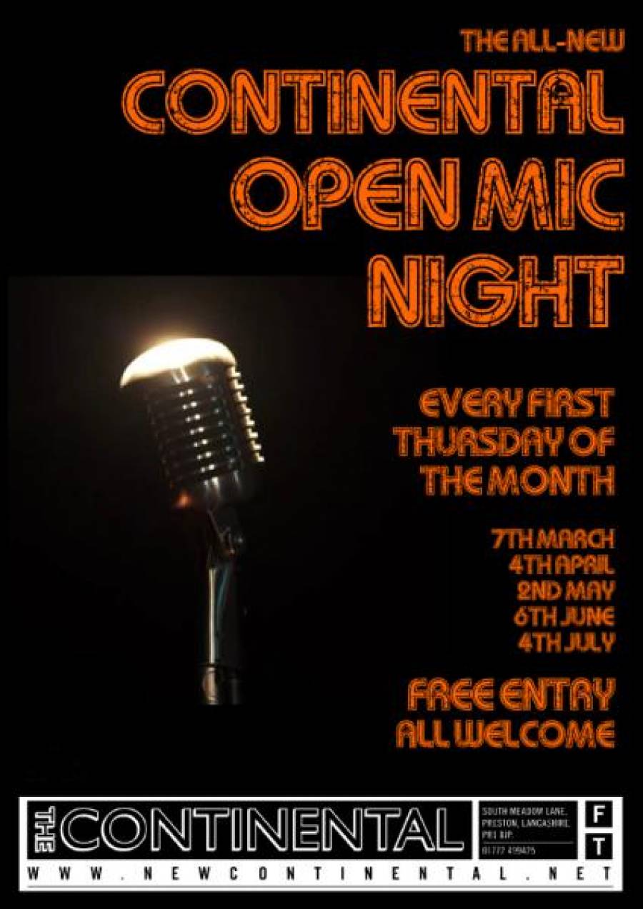 Continental Open Mic - 8.30pm - 2/5/19