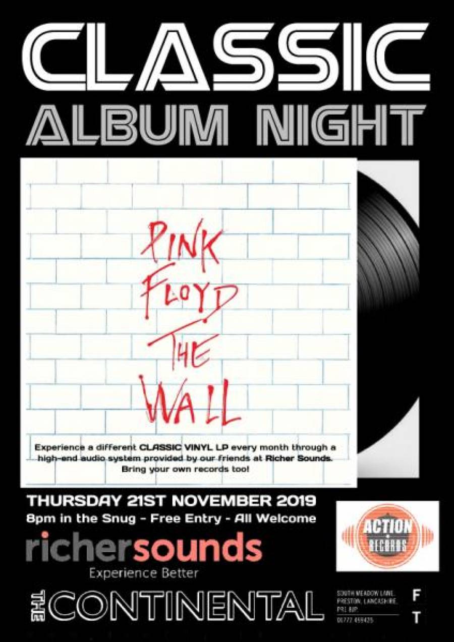 Classic Album Night - The Wall- The Continental - Preston- 8pm - 21/11/19