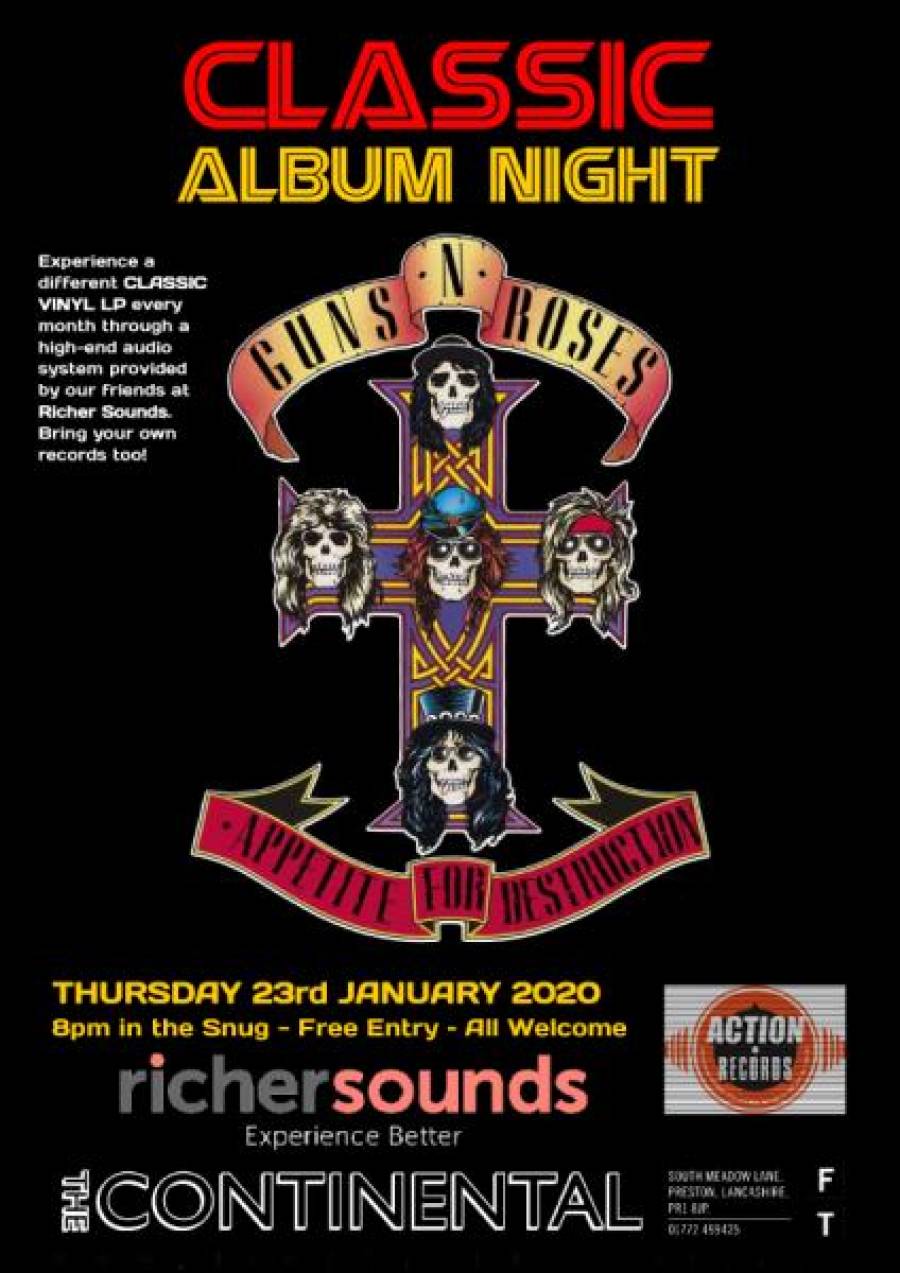 Classic Album Night: - Guns And Roses. The Continental - 8pm - 23/01/20